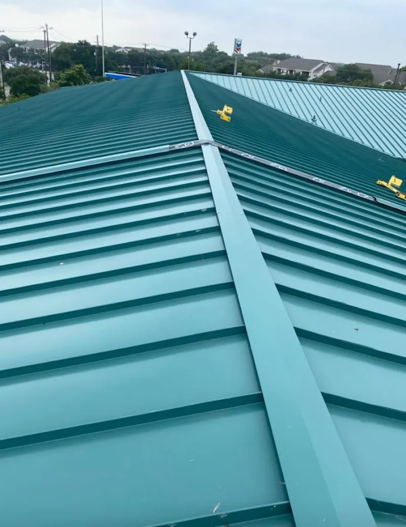 Green commercial metal roof ridge and valley for Metal Roof Repair in Hermiston